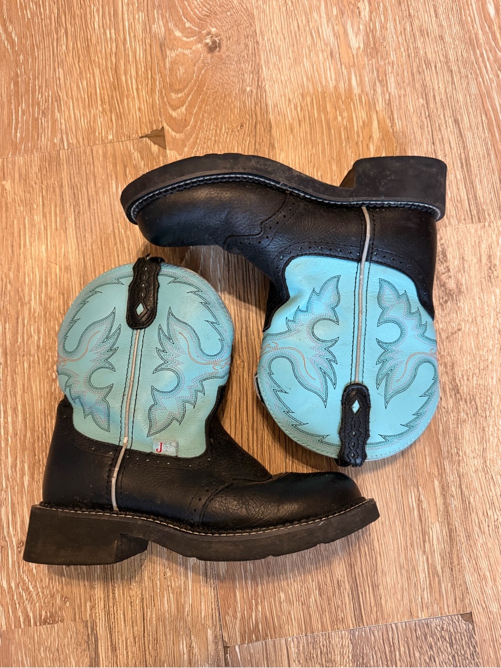 Justin Boots Gypsy Western Women’s Blue Round Toe L9905 Cowgirl Black 7B